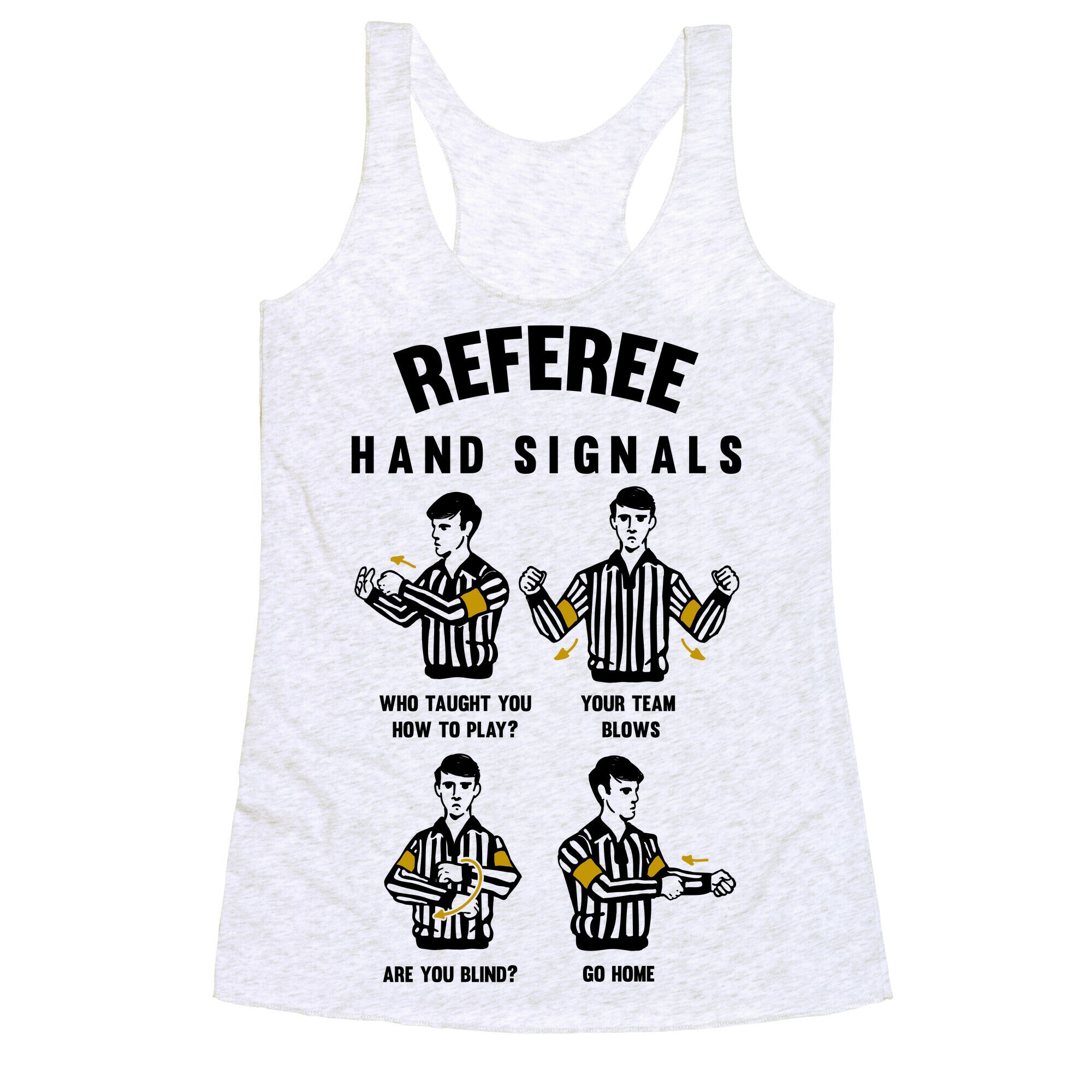 Funny Referee Hand Signals Racerback Tank